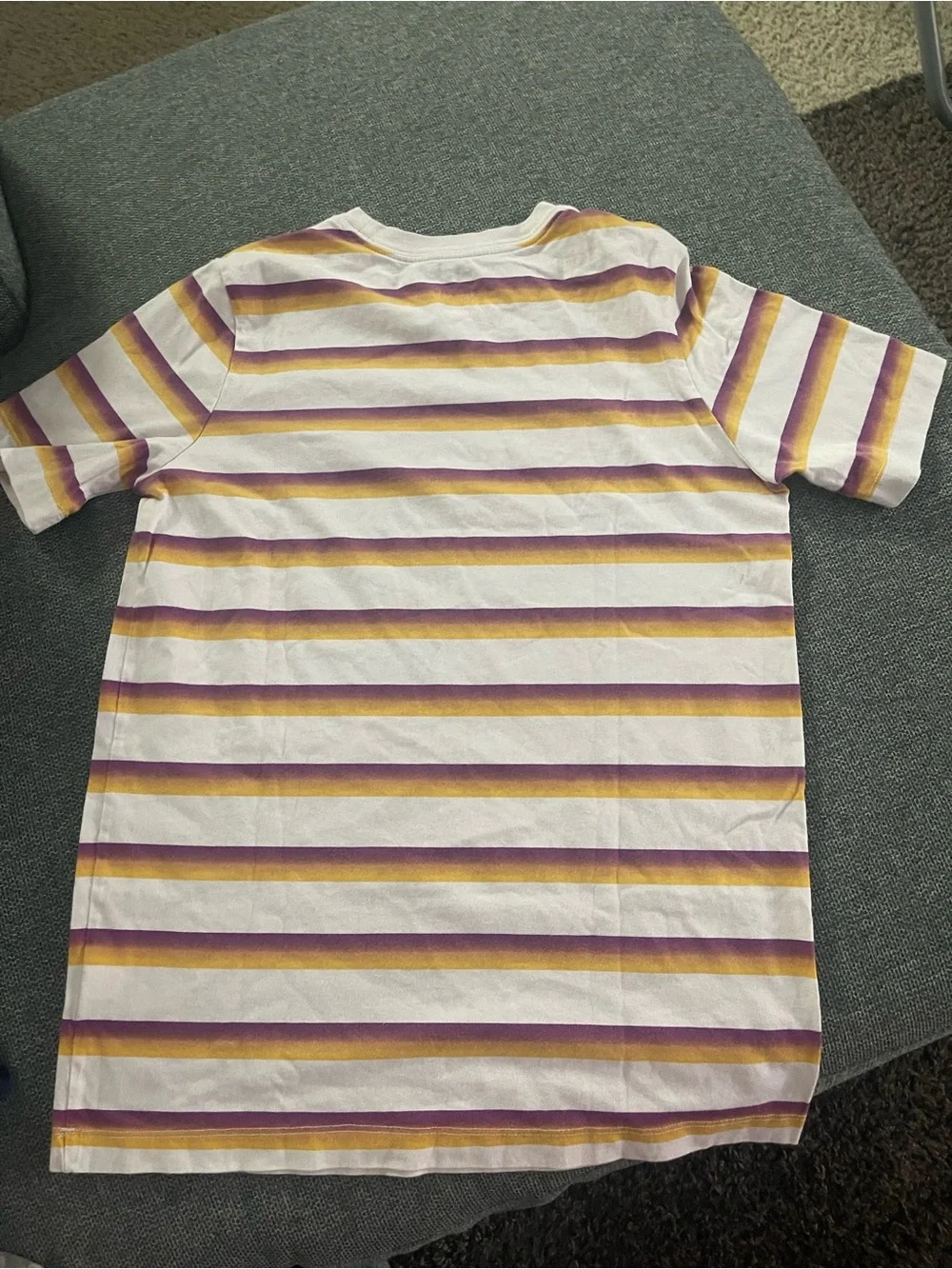 Nike Kids Short Sleeve Stripe Tee in Purple, Yellow and White